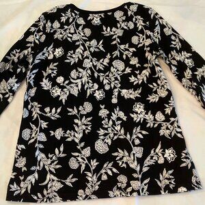 Jones New York Signature 3/4 Sleeve Black-and-White Top, Size L